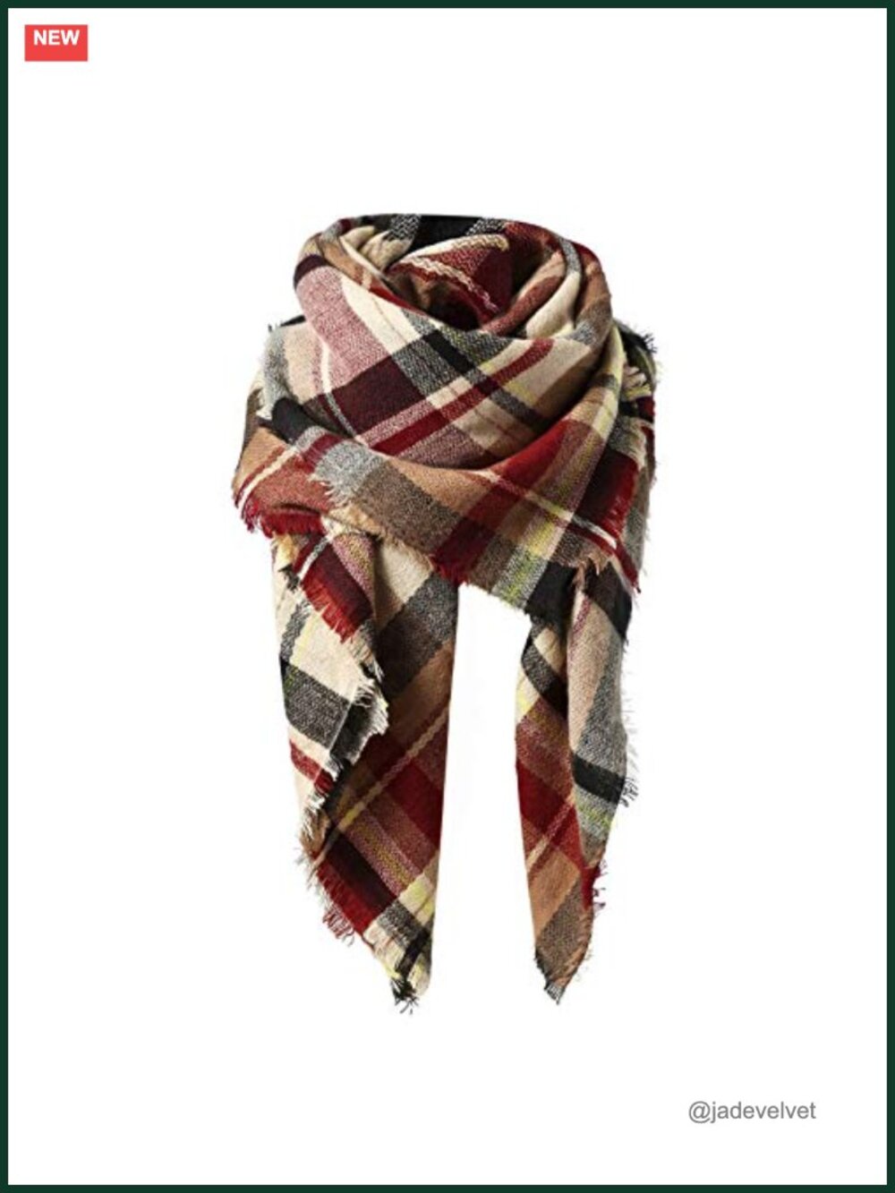 Oversized Plaid Square Shawl Wrap Scarf 100% Polyester Ultra-Soft Winter